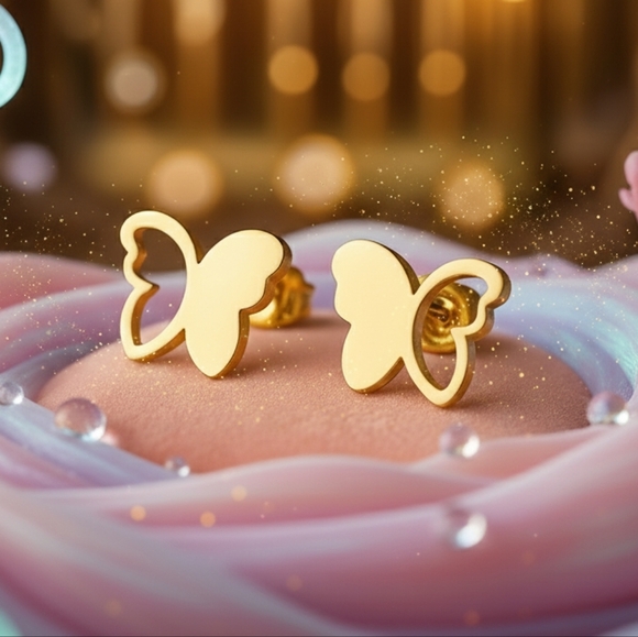 πWhimsical Butterfly Stud Earrings Fairy 18K Gold Plated Stainless Steel β¨π¦ - Picture 11 of 14
